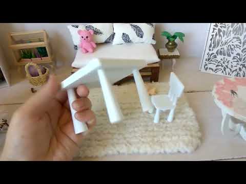 Mammut set Miniature mammut chair and table set, 1:8 scale dollhouse furniture white plastic 3D