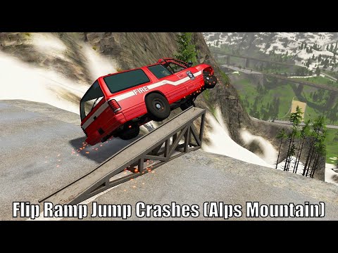 Flip Ramp Jump Crashes (Alps Mountain) - BeamNG.drive High Speed Jump Crashes