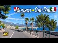 Driving Along The Mediterranean Sea From Monaco To San Remo Italy