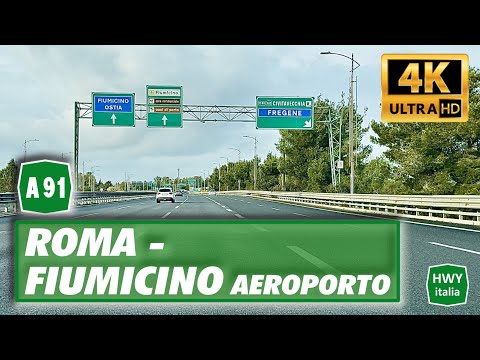 4K | ROME Highway - FIUMICINO Airport | Full Route in Real Time