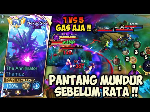 GAS THAMUZ 1 VS 5 PAKAI ITEM SEMI TANK‼️GAMEPLAY TOP GLOBAL THAMUZ - MLBB
