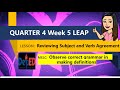 Grade 10|Q4|Week 5| Subject Verb Agreement