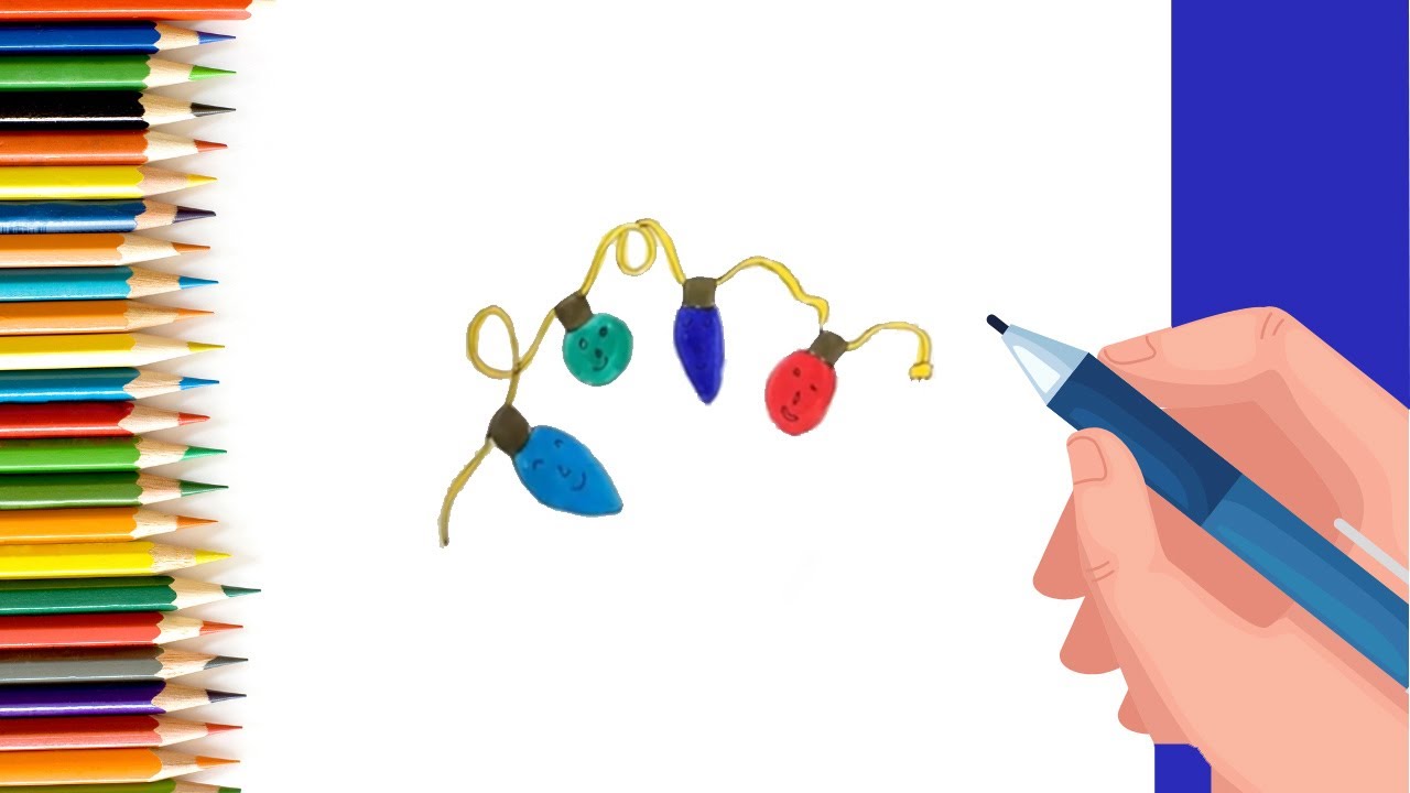 How to draw christmas lights for kids