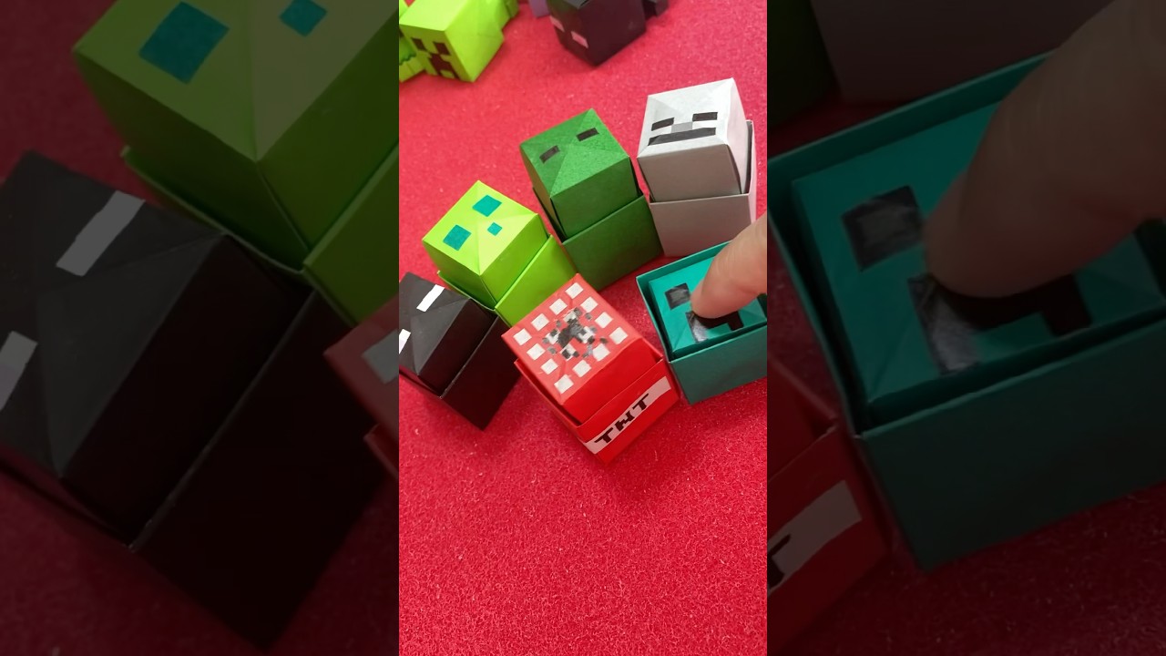 折り紙マインクラフト プッシュポップandボタン　Minecraft