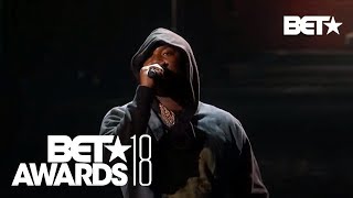 &quot;Stay Woke&quot;! Meek Mill &amp; Miguel In An Emotional Police Brutality Live Performance | BET Awards 2018