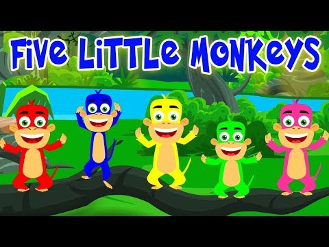 fem små aper | sang for barn | tegnefilm | Five Little Monkeys