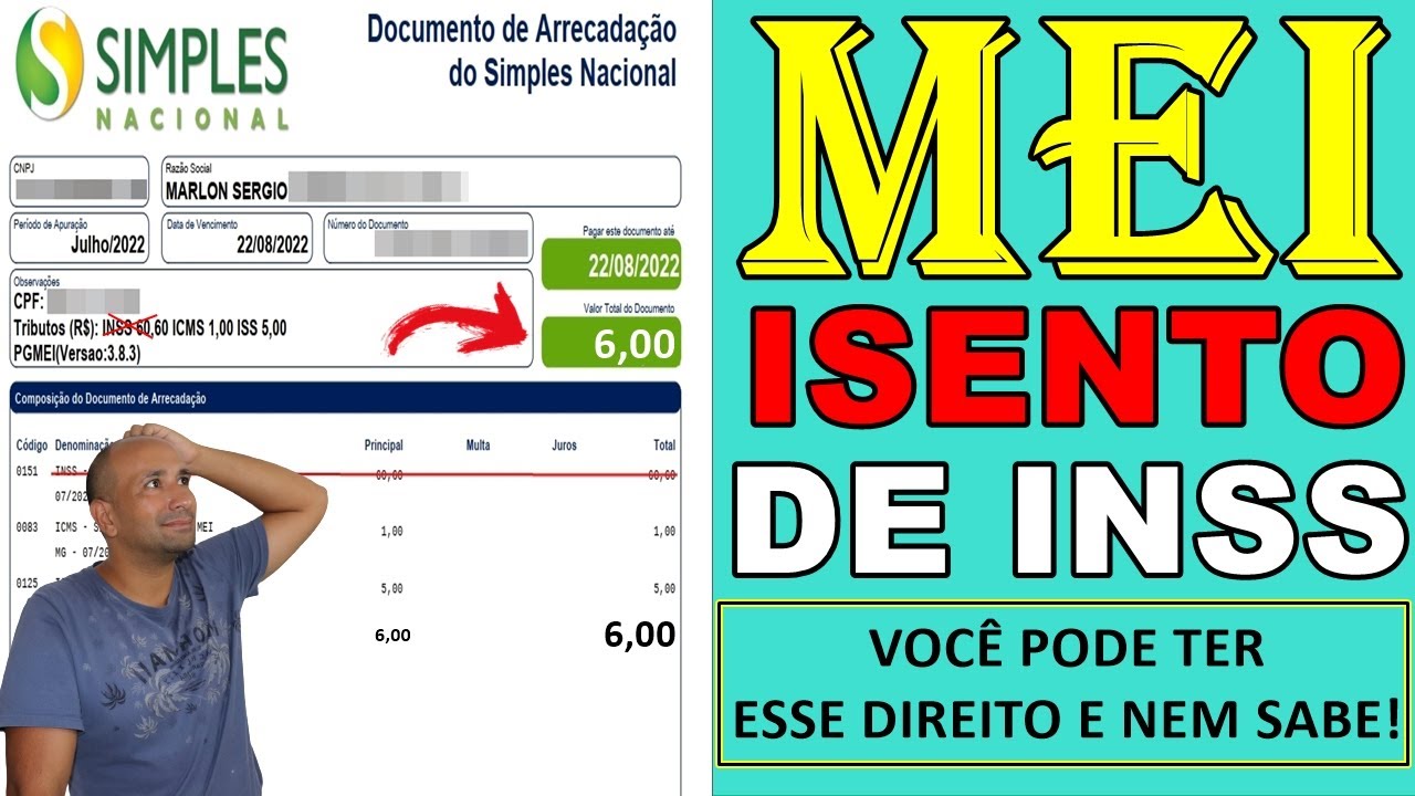 MEI - Boleto DAS de Apenas R$ 6,00 (Caso Real) | Veja Quem São os MEI Isentos de Pagar INSS