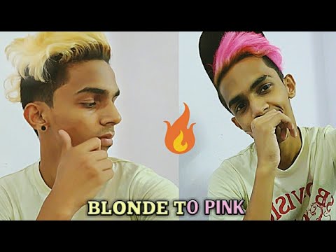 Indian Boy Trying Pink Hair Colour Blonde To Pink At Home