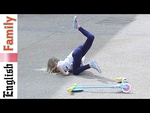 Funny kid faceplant falls off scooter English Family
