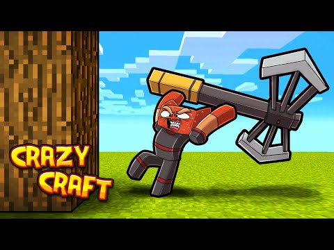 Crafting OVERPOWERED Weapons in Crazy Craft! (Minecraft)