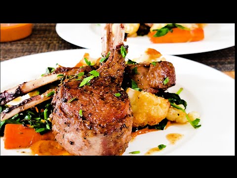 Lamb Chops Masala Recipe, with Cauliflower, Carrots and Baby Spinach | Seared Lamb Chops Recipe