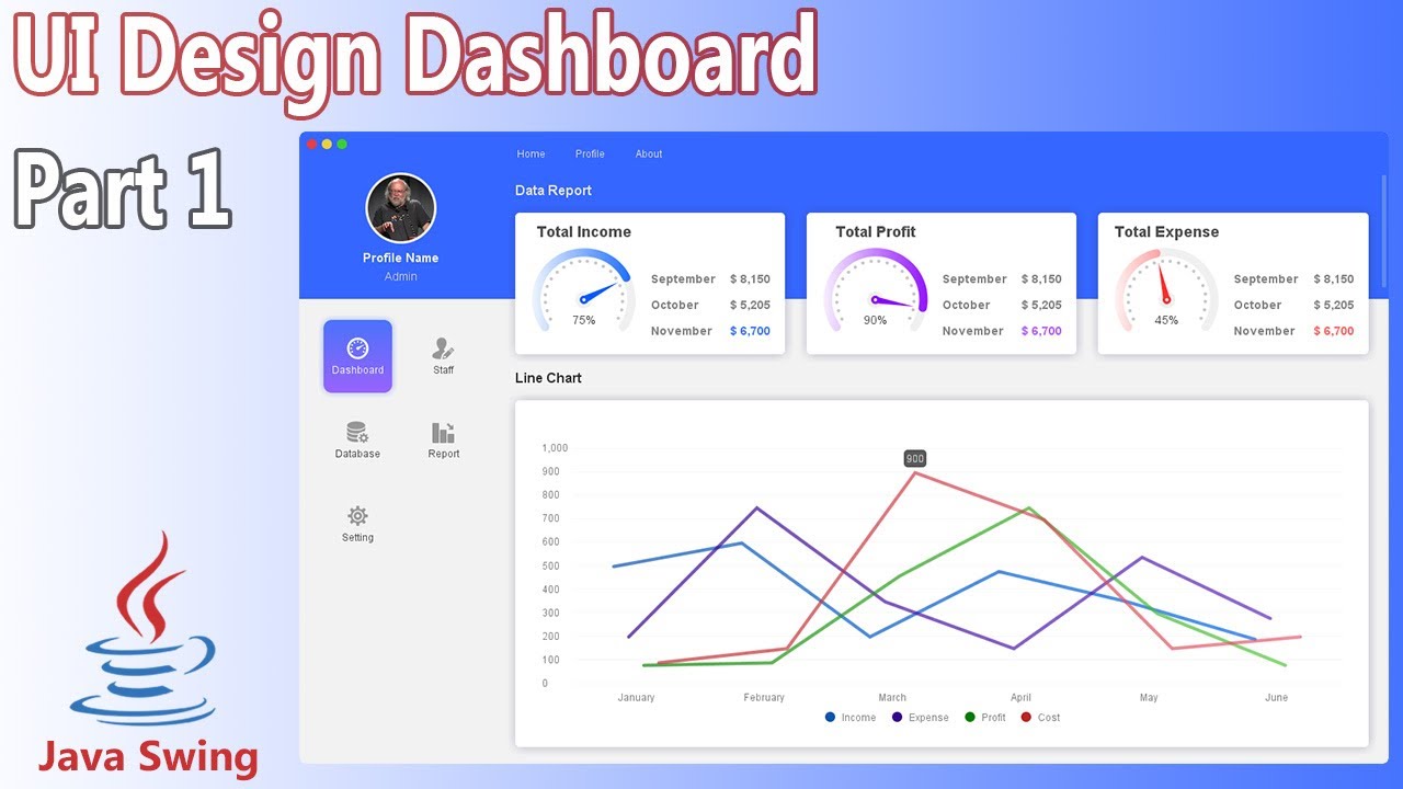 Java UI Design - Dashboard Desktop Application (Part 1)