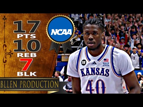 Flory Bidunga - 17 Pts, 10 Reb, 3 Ast, 7 Blk Full Highlights｜Utah Utes vs Kansas Jayhawks｜2026.02.07