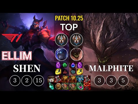 T1 Ellim Shen vs Malphite Top - KR Patch 10.25
