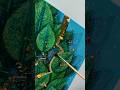 Green leaf impressions painting / Gold painting / Acrylic painting / Spring leaf painting