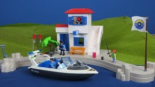Playmobil Polizei: Hafenpolizei Polizeistation mit Boot & Gangster auspacken
