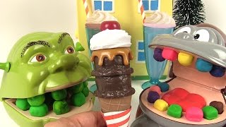 Play Doh Dentiste Shrek mange des glaces avec le singe