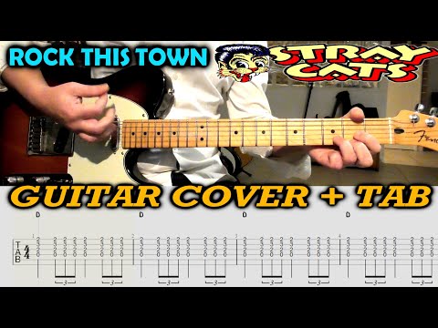 ROCK THIS TOWN Stray Cats GUITAR COVER with TAB & Chords | Rockabilly Brian Setzer Lesson