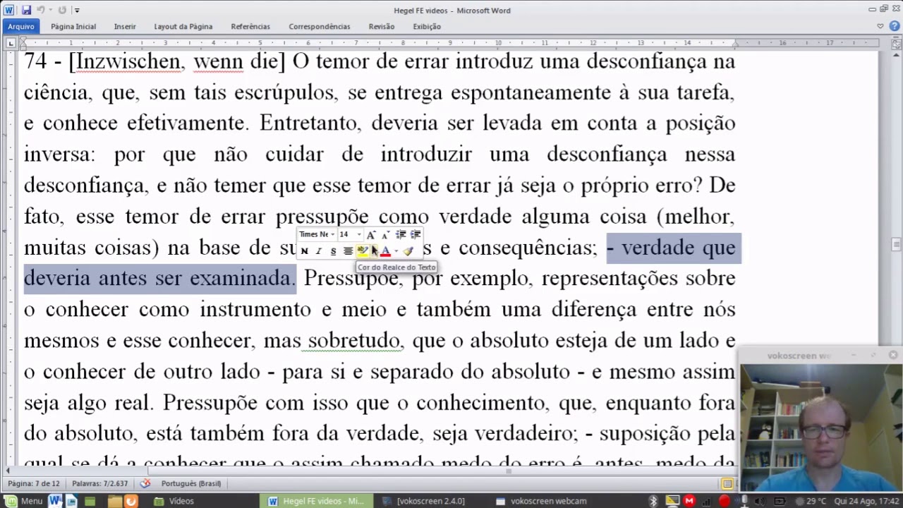 Fenomenologia do espírito Introdução §74