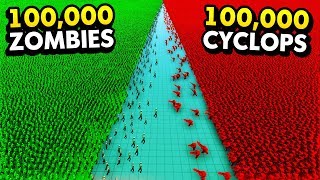 100,000 ZOMBIES vs 100,000 HUGE CYCLOPS GIANTS (Ultimate Epic Battle Simulator / UEBS Gameplay)