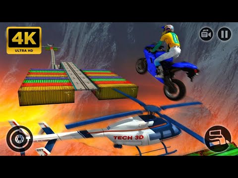 Impossible Motor Bike Track 3D - Completing all levels in Blue Bike -EP-01 | 4K Android Gameplay