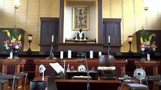5月27日　朝参詣　〽︎何事も願へば叶ふ本尊に　祈る根気のなきぞはかなき　御法門　秋山廣和師