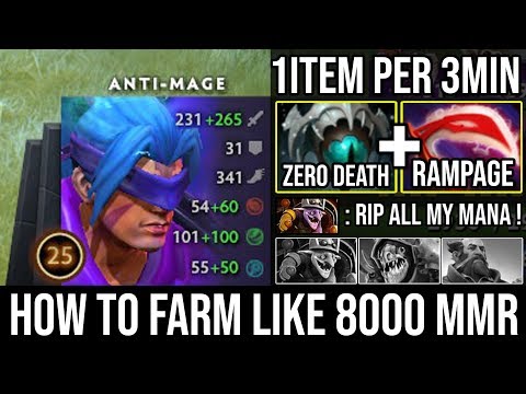 How to Fast Farm Like 8000 MMR AM in NEW 7.22g | Amazing Rampage 1Item Per 3Min & Zero Death DotA 2