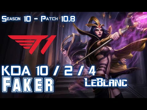 T1 Faker LEBLANC vs MAOKAI Mid - Patch 10.8 KR Ranked