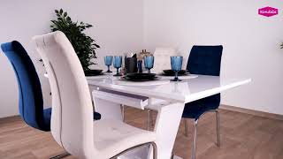 Jedálenský stôl, 160x90cm, rozkladací, MDF, biely lesk, PERAK