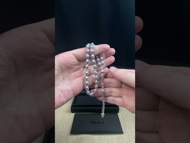 سبحة فضة بيضوي عيار 925 بوزن 32جرام