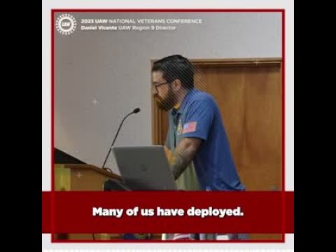 Region 9 Director Daniel Vincente speaking at the UAW Veterans' Conference