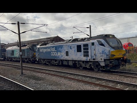 88010 + 68034 DRS leaving Doncaster railway station 