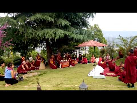 Afterhock when Lama is praying with the monks