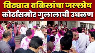 विट्यात वकिलांचा जल्लोष; कोर्टासमोर गुलालाची उधळण