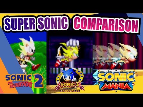 Sonic Mania, Sonic 2 and Sonic 3 (Super Sonic) Side by Side Comparison