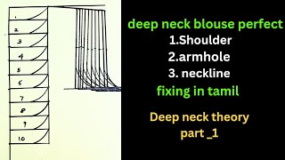 how to fix perfect shoulder,neckline, Armhole measurement for broad deep neck blouse in tamil.