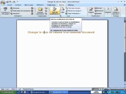 comment modifier auteur word