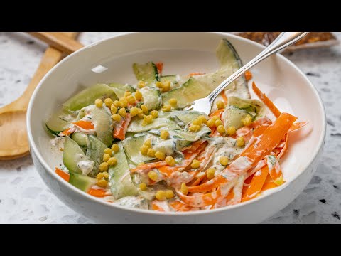 Carrot & Cucumber Ribbon Salad | Easy & Tasty Side Dish | Fresh & Flavorful Creamy Vegetarian Recipe
