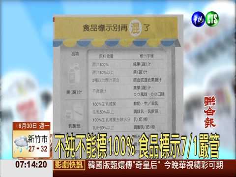 不純不能標100% 食品標示7/1嚴管