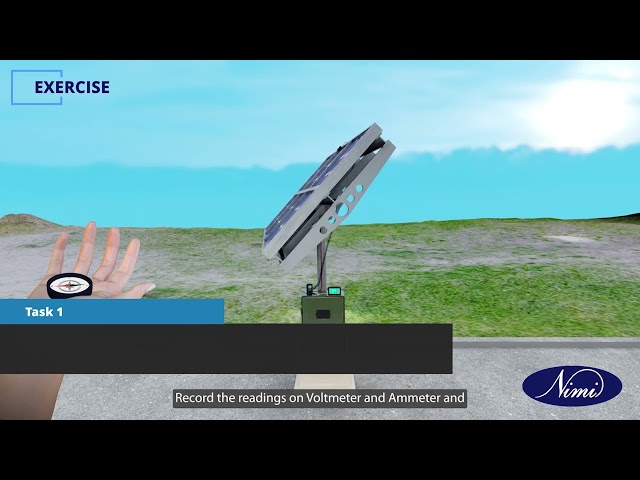 Test PV cell in sunlight at various angles of inclination and direction