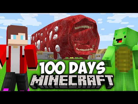 Scooby Paw JJ and Mikey: 100 Days vs Scary Train Eater - Minecraft Maizen