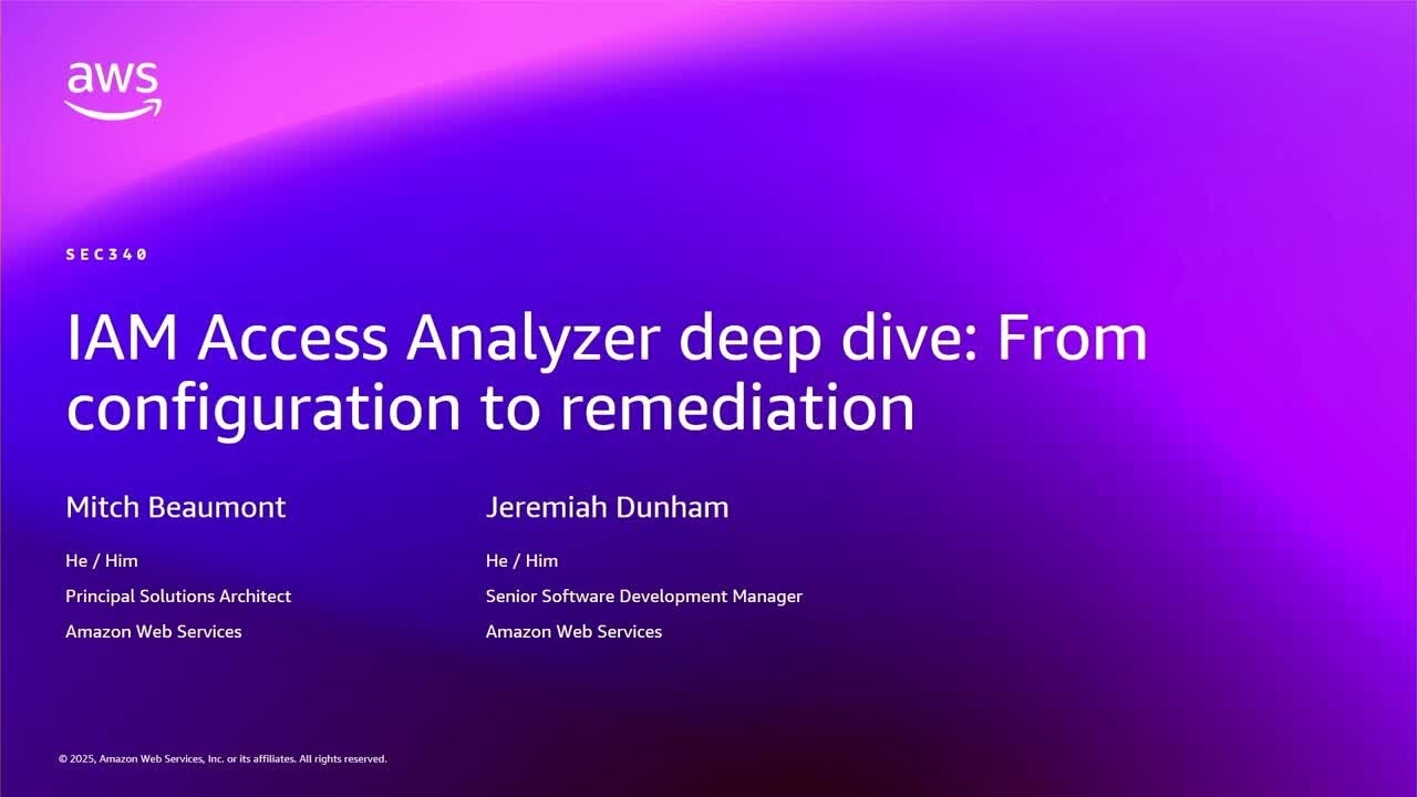AWS re:Invent 2025 - IAM Access Analyzer Deep Dive: From Configuration to Remediation (SEC340)
