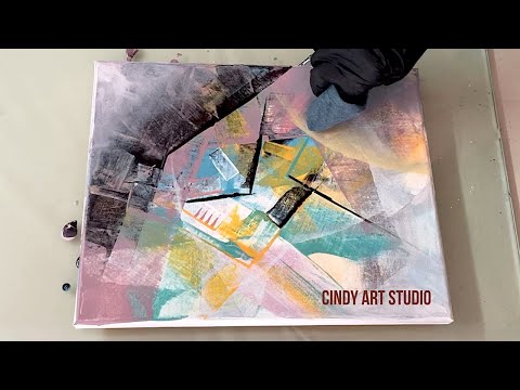 Acrylic abstract painting for beginners. Easy abstract acrylic painting.