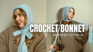Crochet Bonnet Hat with Long Ties | Updated Tutorial | Beginner Friendly