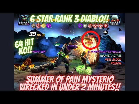 6 Star Rank 3 DIABLO Just MELTS Summer Of Pain Mysterio With POISON DAMAGE!! Under 2 Minute SOLO!!