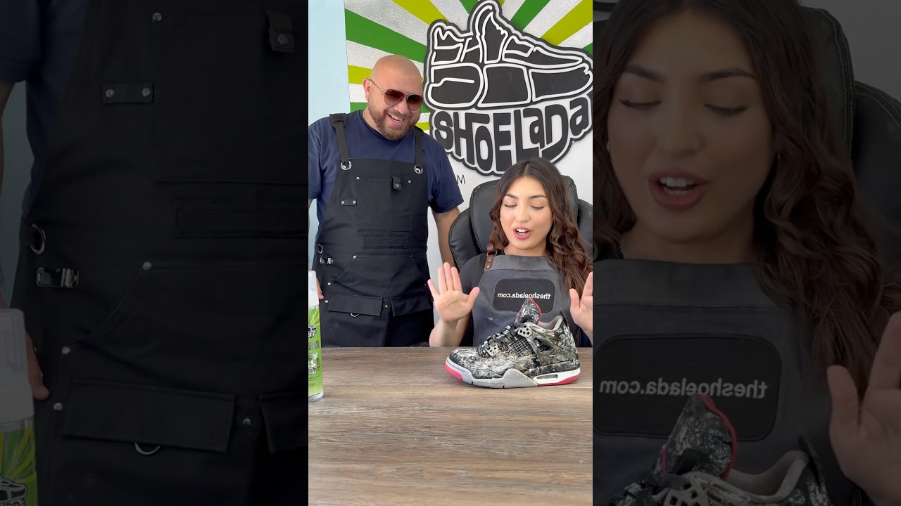 Did she save herself $150 bucks? #shoequeen #shoedoc #shoelada #shoecleaner #150bucks #jordan4