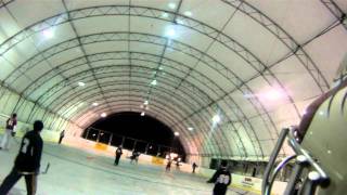 Goalie Helmet Cam Hit Hard (Slow Mo Replay)