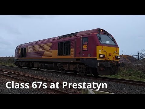 Prestatyn 22.02.2020: DB Cargo 67013 & 67020 running light engine - Transport for Wales