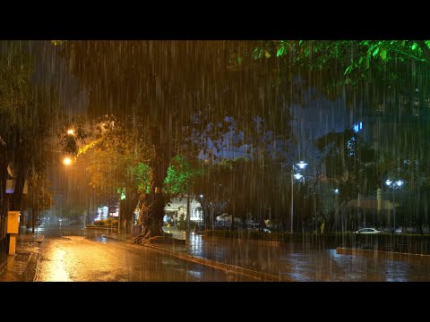 Soothing Gentle Spring Rain in the Old Park at Night - 10 Hours for Relaxation and Sleep