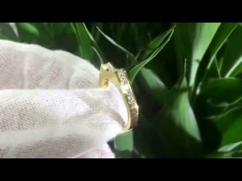 18k yellow gold natural Princess cut VVS-1 Diamond Channel set ring band .85 carats